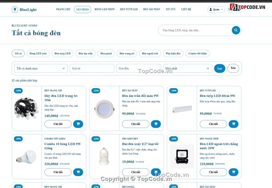 bán website,thiết bị,web bán bóng đèn